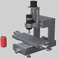 Industrial CNC Milling Machine With Metal Worktable Precision Spindle And Red Tool Part 3d model