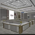 Modern Luxury Jewelry Store Interior With Elegant Display Counters Yellow Flower Vases And Bright Lighting