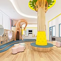 Cheerful Modern Kindergarten Interior With Play Area Learning Corner And Colorful Seats