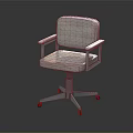 Modern White Upholstered Chair With Armrests And Metal Wheel Base