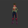 Game Movie Character With Red Hair Top Hat Red Black Outfit Long Boots And Confident Stance