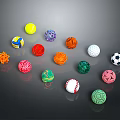 Various Colorful Sports Balls With Different Designs And Athletic Equipment Collection
