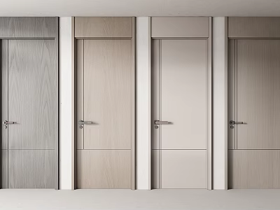 Modern Wooden Hinged Doors with Different Wood Tones and Metal Handles for Interior Design 3d model