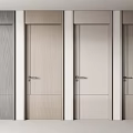 Modern Wooden Hinged Doors with Different Wood Tones and Metal Handles for Interior Design