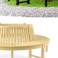 Durable Wooden Outdoor Chair With Modern Round Striped Slat Seating Design