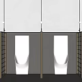 Modern White Urinal in Public Restroom Interior With Stalls Lighting And Fixtures