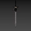 Ornate Fantasy Sword With Golden Hilt And Engraved Blade Surrounded By Sparks