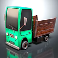 Green Toy Truck With Wooden Bed And Classic Cartoon Design