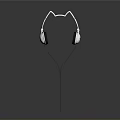 White Wired Computer Headset With Black Earpads Hanging On Gray Background 3d model