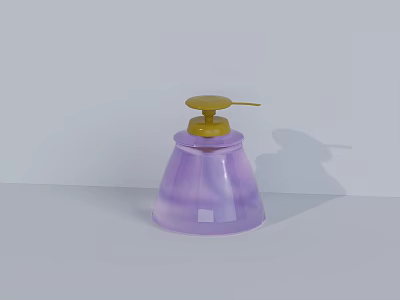 Purple Perfume Cosmetic Bottle With Gold Pump Dispenser And Minimalist Design 3d model