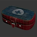 Red and Blue Leather Medical First Aid Kit with White Cross Symbol