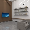 Modern Living Room Interior With Sofa TV Dining Table And Pendant Lights