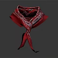 Red Silk Scarf With Intricate Pattern Folded On Dark Background Shiny Fabric 3d model