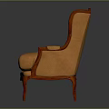 Elegant Orange Single Sofa in Classic Style with Wooden Frame and Curved Legs