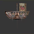 Wooden Boat Structure With Red Brown Planked Deck And Sloped Roof Cabin