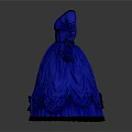 Elegant Blue Vintage Dress With Long Sleeves Ruffled Hem And Black Trim