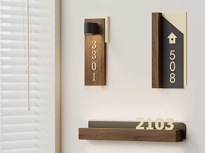 Modern Wall Mounted Wooden House Numbers With Various Styles And Digital Designs 3d model
