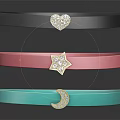 Fashion Black Pink Turquoise Bracelets With Heart Star Moon Shaped Diamond Decorations