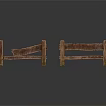 Rustic Vintage Wooden Fence Components With Weathered Planks And Textured Posts