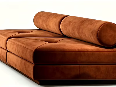 Modern Brown Velvet Chaise Lounge With Curved Back And Comfortable Seating 3d model