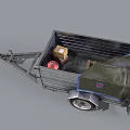 Metal Cargo Trailer With Green Tarp Cover Open Bed And Hitch Wheels