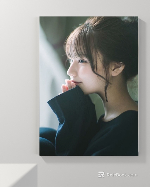 Portrait Painting of Young Woman in Side Profile With Soft Lighting and Hand on Chin 3d model 