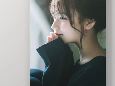 Portrait Painting of Young Woman in Side Profile With Soft Lighting and Hand on Chin 3d model