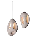 Modern Stone Pendant Lights With Oval Shape And Warm Light Glow 3d model