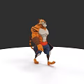 Cartoon Anthropomorphic Tiger Character With Muscular Build Blue Pants And Red Sash