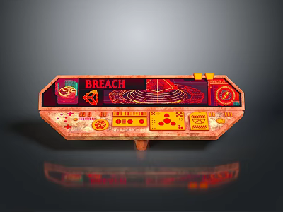 Breach Control Console With Red Orange Interface Buttons And Multiple Indicators 3d model