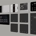 Modern Smart Switch Panels Featuring Digital Displays Temperature Readings And Time