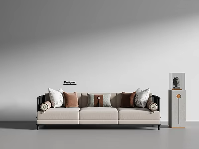 New Chinese-style three-person sofa 3d model