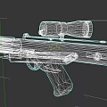 Black Tactical Rifle With Red Scope And Barrel Design Features 3d model