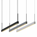 Modern Linear Pendant Lights Black Gray White with Warm Yellow Hanging Design