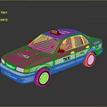 Pink And White Taxi With TAXI Lettering On Body And Roof Sign
