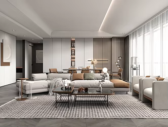 Modern Guest Restaurant Sofa Coffee Table Combination Dining Table and Chair Combination 3d model