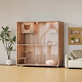Wooden Cat Furniture with Cat Face Design Shelves and Wheels in Living Room