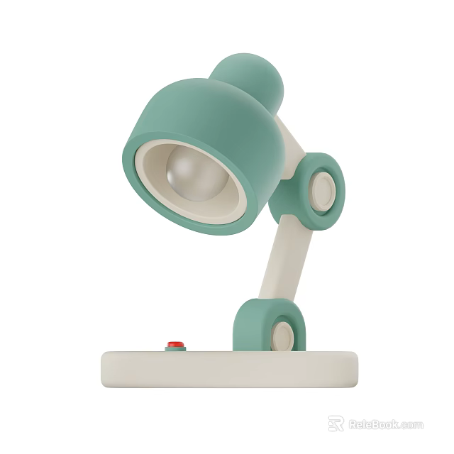 Smart Machine Table Lamp with Teal Beige Design Adjustable Arm and Base Control Button 3d model 