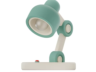 Smart Machine Table Lamp with Teal Beige Design Adjustable Arm and Base Control Button 3d model