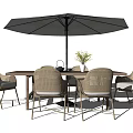 Modern Outdoor Table and Chair Set with Woven Design Chairs and Large Umbrella