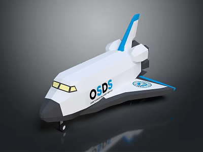 Modern White Commercial Airliner With Blue Tail Wing OSDS Logo And Yellow Windows 3d model