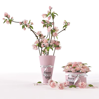 Modern Vase Girl's House Floriculture Ornaments Combination 3d model