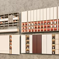 Modern Display Shelves With Multi Tiered Design White Brown Finish And Red Accent Storage Compartments