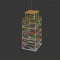 Metal Observation Tower Structure With Orange White Frame And Antennas On Top 3d model