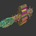 Large Sci Fi Mechanical Weapon With Multiple Cannons Metallic Armor And Shiny Surface
