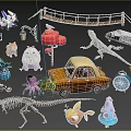Diverse Decorative Ornament Set Featuring Animal Car Guitar Clock And Dinosaur Models