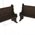 Traditional Wooden Leisure Chairs With Carved Design Paneled Back And Curved Armrests Set Of Two
