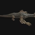 Mythical Fantasy Beast Game Character With Spiked Back Armored Scales And Claws