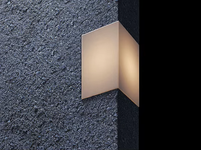 Square Wall Light Mounted on Corner of Rough Gray Wall with Soft Glow 3d model