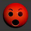 Shiny Red Round Emoji Expression Ball With Surprised Face For Daily Use And Decoration